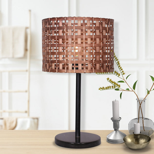 Sarantino Rattan Desk Lamp With Black Marble Base Lamps