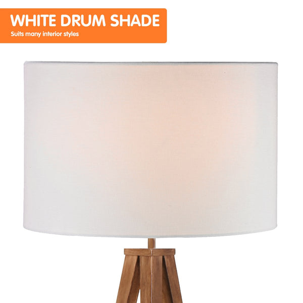 Sarantino Metal Tripod Floor Spot Lamp Shade Drum In Finish Floor Lamps