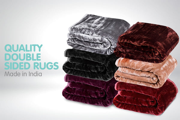 Laura Hill Faux Mink Blanket 800Gsm Heavy Double Sided Chocolate Blankets