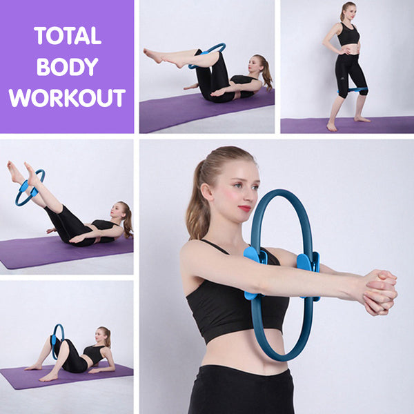 Powertrain Pilates Ring Band Yoga Home Workout Exercise Blue Pilates Rings