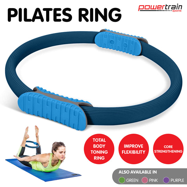 Powertrain Pilates Ring Band Yoga Home Workout Exercise Blue Pilates Rings