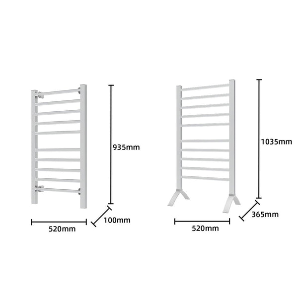 Pronti Heated Towel Rack With Timer Wall-Mounted Freestanding Electric 160 Watts