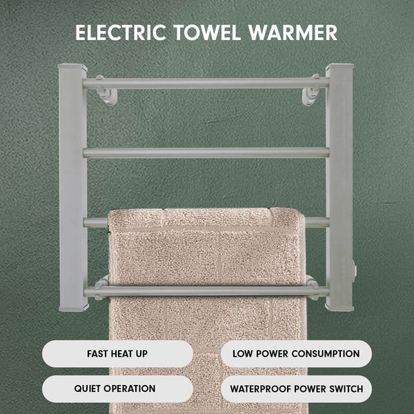 Pronti Heated Towel Rack Electric Bathroom Rails Warmer Ev-60 -Silver