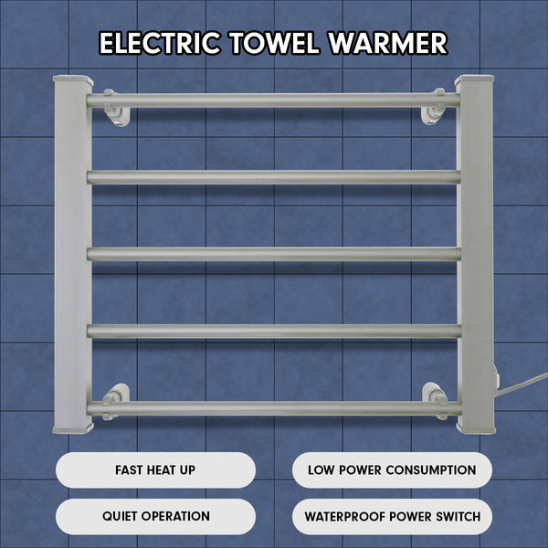 Pronti Heated Towel Rack Electric Bathroom Rails Warmer Ev-90- Silver