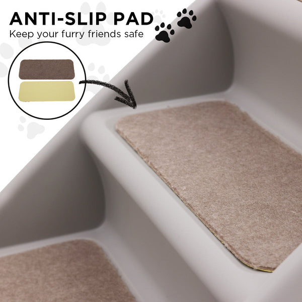 Furtastic Foldable Pet Stairs In Grey 50Cm Dog Ladder Cat Ramp With Non Slip Mat For Indoor And Outdoor Use Pet Transport