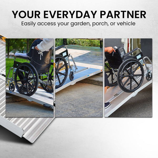 Rigg Aluminium Portable Non-Slip Wheelchair Ramp 6Ft Silver