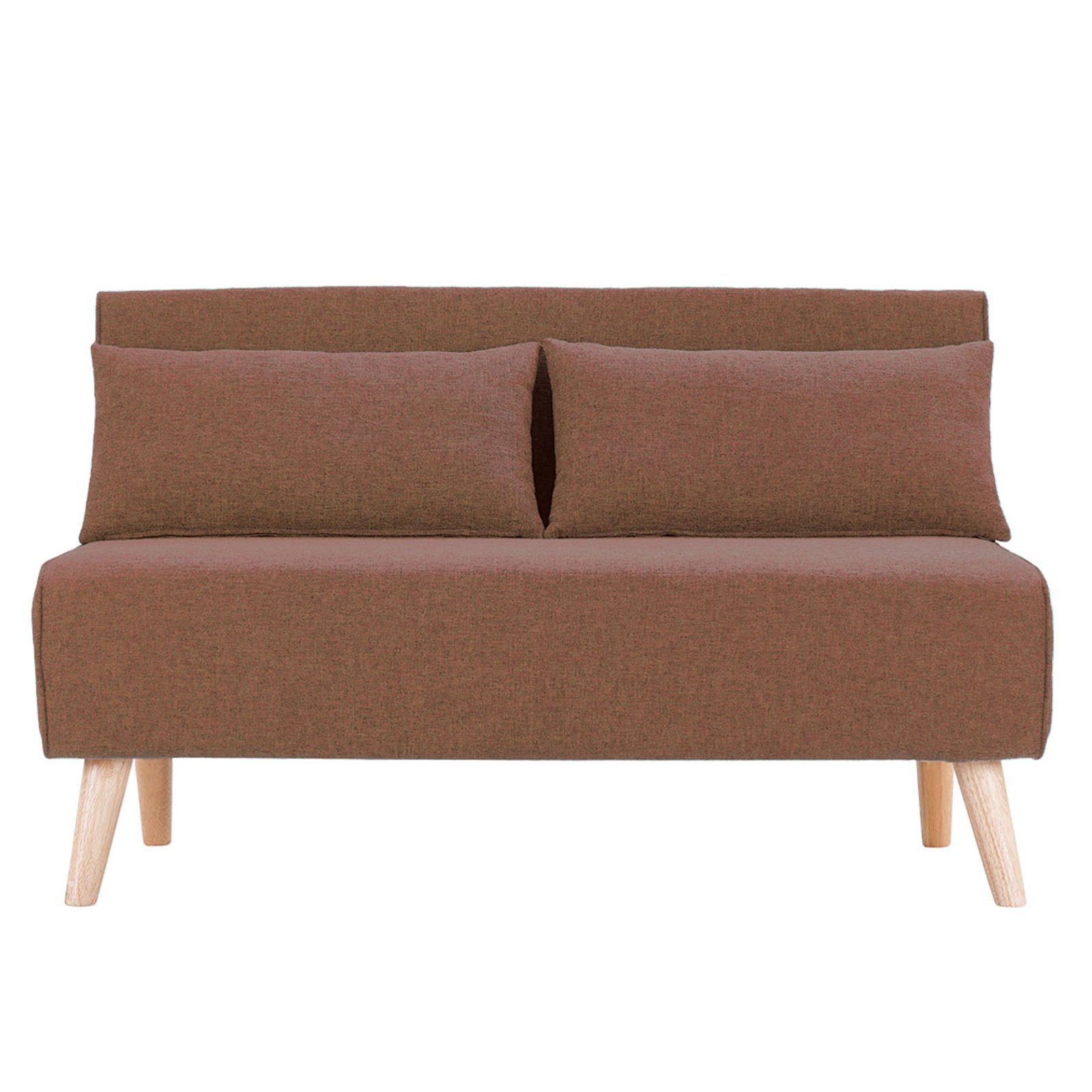 Sarantino 2-Seater Adjustable Sofa Bed Lounge Faux Linen Brown