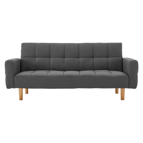 Sarantino 3-Seater Fabric Sofa Bed Futon Dark Grey
