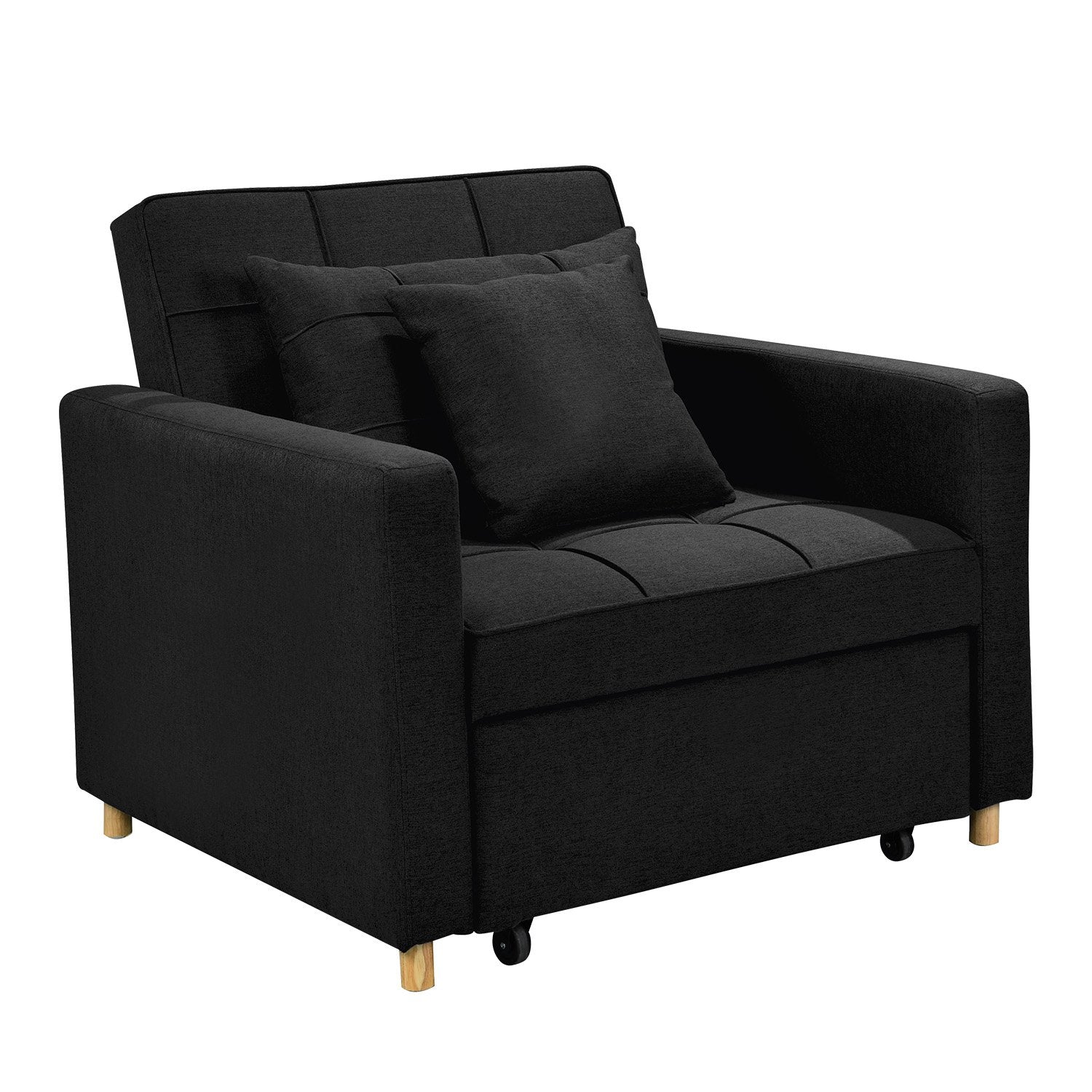 Sarantino Suri 3 In 1 Convertible Lounge Chair Bed Black Sofa Beds