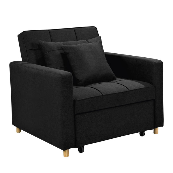 Sarantino Suri 3 In 1 Convertible Lounge Chair Bed Black Sofa Beds