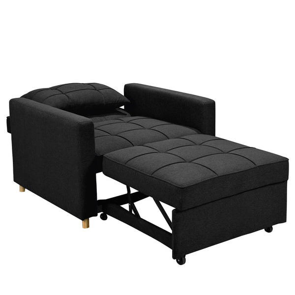 Sarantino Suri 3 In 1 Convertible Lounge Chair Bed Black Sofa Beds