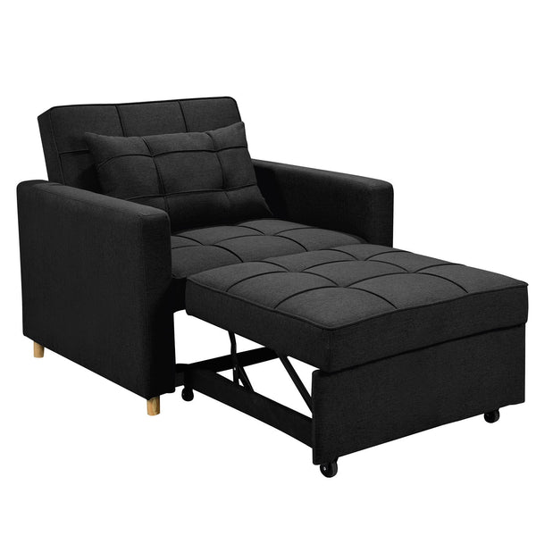 Sarantino Suri 3 In 1 Convertible Lounge Chair Bed Black Sofa Beds