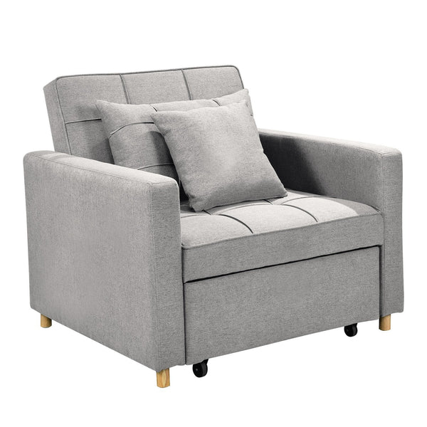 Sarantino Suri 3 In 1 Convertible Sofa Chair Bed Lounger Light Grey Sofa Beds