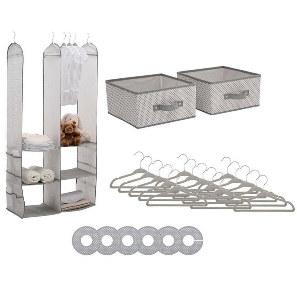 Delta Children 24 Piece Nursery Storage Set Cool Grey Closet Organisers