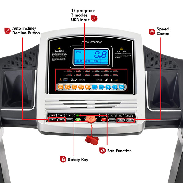 Powertrain Mx2 Foldable Home Treadmill Auto Incline Cardio Running