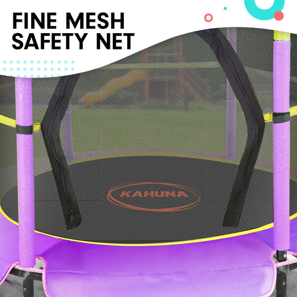 Kahuna 4.5Ft Trampoline Round Free Safety Net Spring Pad Cover Mat Outdoor Yellow Purple