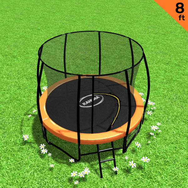 Kahuna 8Ft Trampoline With Spring Mat Pad Net Outdoor - Orange
