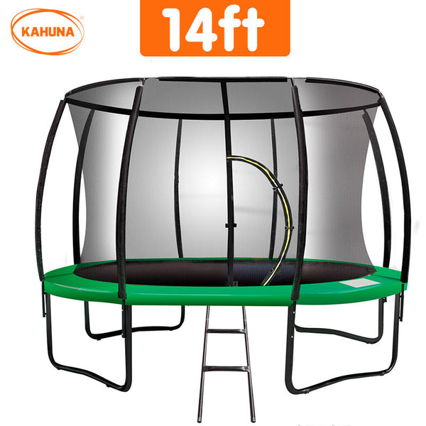Kahuna 14 Foot Trampoline Free Ladder Spring Mat Net Safety Pad Cover Round Enclosure Trampolines