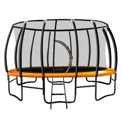 Kahuna 16Ft Trampoline Free Ladder Spring Mat Net Safety Pad Cover Round Enclosure - Orange