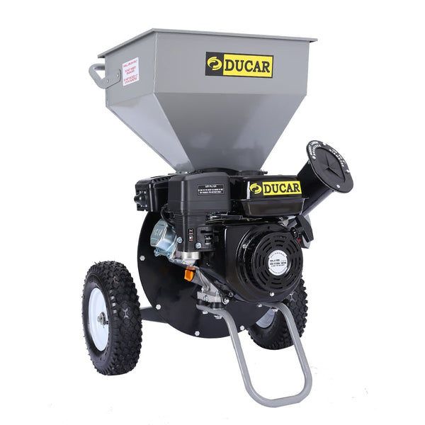 Ducar Wood Chipper Shredder Mulcher Garden 8Hp Petrol Motor Upright Grinder Silver Chippers Shredders Mulchers