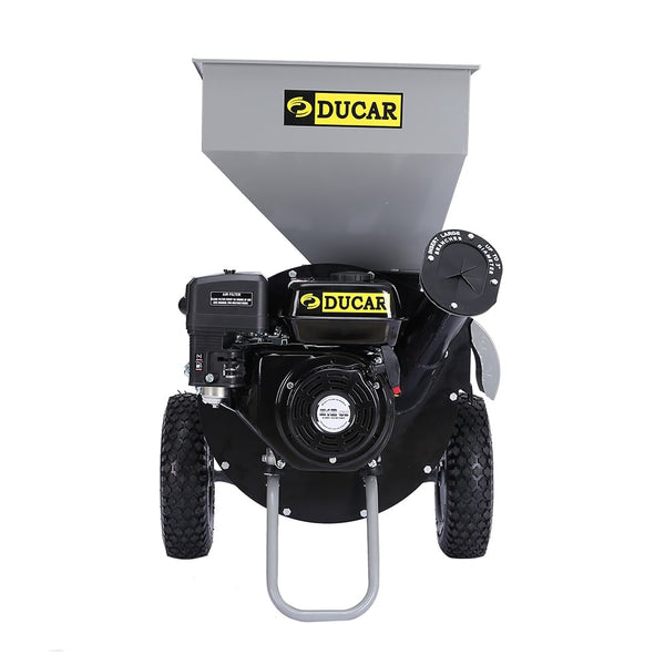 Ducar Wood Chipper Shredder Mulcher Garden 8Hp Petrol Motor Upright Grinder Silver Chippers Shredders Mulchers