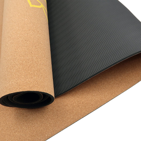 Powertrain Cork Yoga Mat With Carry Straps Home Gym Pilates Chakras Mats & Non Slip Towels