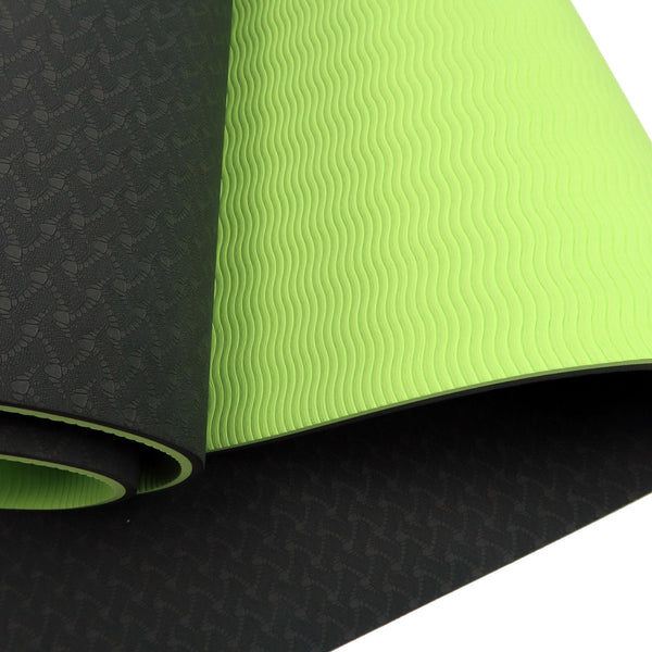Powertrain Eco Friendly Tpe Pilates Exercise Yoga Mat 8Mm Black Green Mats & Non Slip Towels