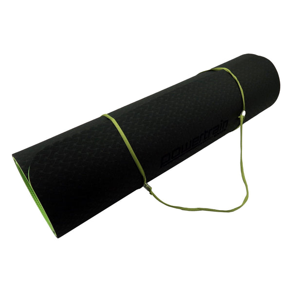 Powertrain Eco Friendly Tpe Pilates Exercise Yoga Mat 8Mm Black Green Mats & Non Slip Towels