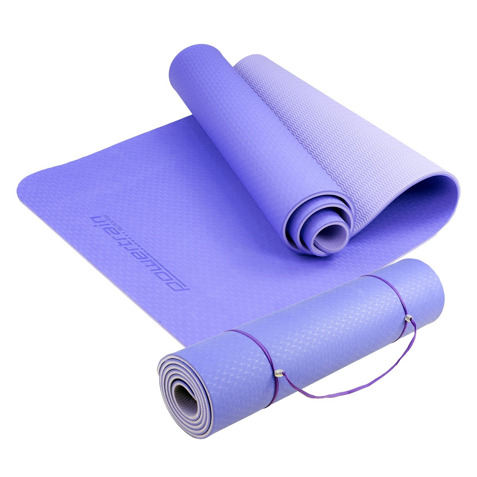 Powertrain Eco Friendly Tpe Pilates Exercise Yoga Mat 8Mm Light Purple Mats & Non Slip Towels