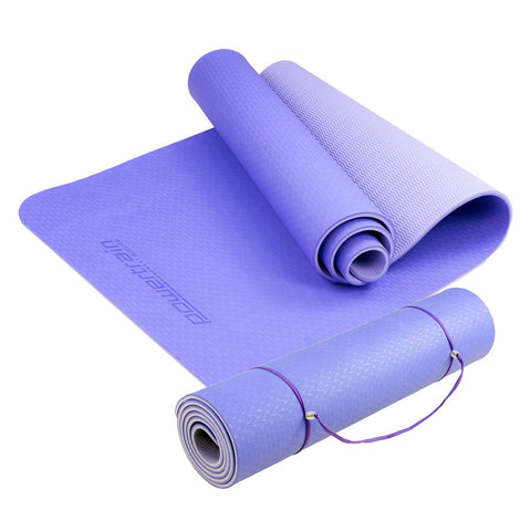 Powertrain Eco Friendly Tpe Pilates Exercise Yoga Mat 8Mm Light Purple Mats & Non Slip Towels