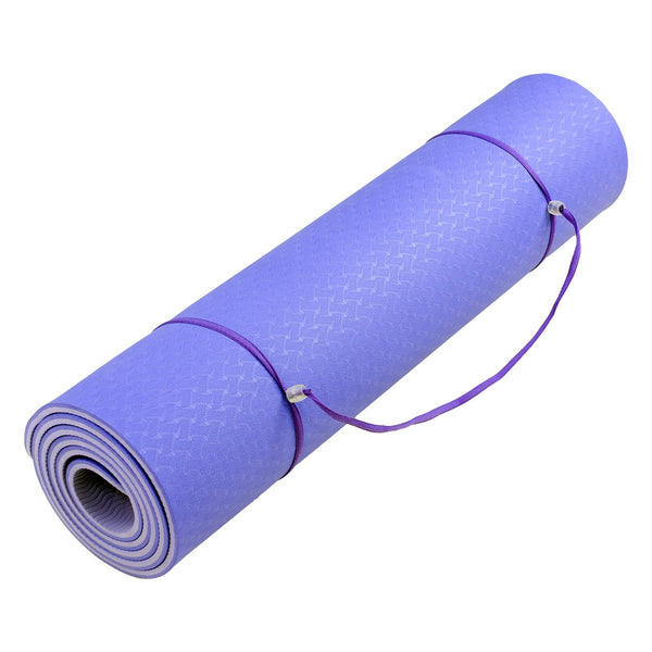 Powertrain Eco Friendly Tpe Pilates Exercise Yoga Mat 8Mm Light Purple Mats & Non Slip Towels