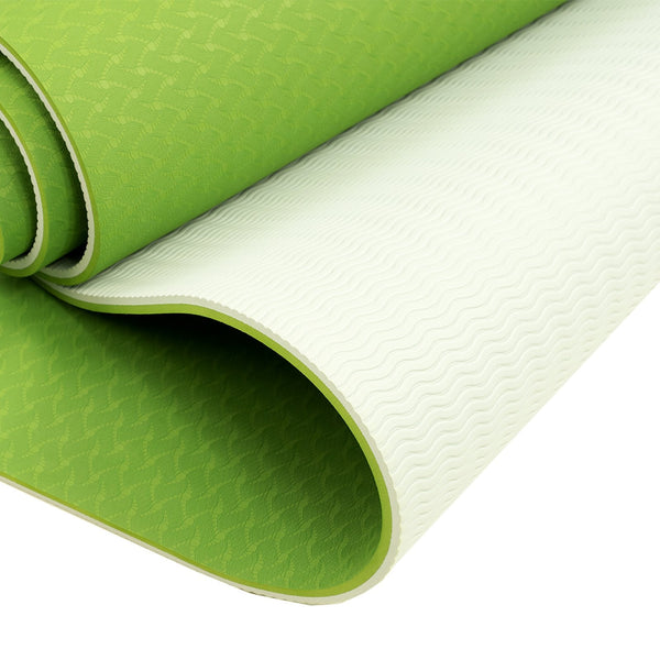 Powertrain Eco Friendly Dual Layer 8Mm Yoga Mat | Lime Green Non Slip Surface And Carry Strap For Ultimate Comfort Portability Mats & Non Slip Towels