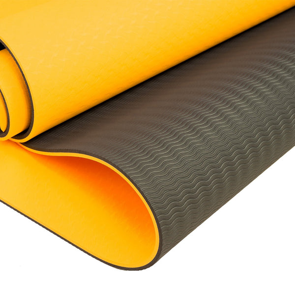 Powertrain Eco Friendly Dual Layer 8Mm Yoga Mat | Orange Non Slip Surface And Carry Strap For Ultimate Comfort Portability Mats & Non Slip Towels