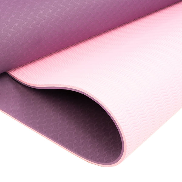 Powertrain Eco-Friendly Dual Layer 8Mm Yoga Mat | Purple Non-Slip Surface And Carry Strap For Ultimate Comfort Portability
