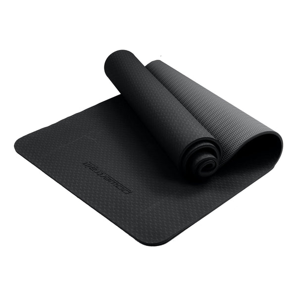 Powertrain Eco Friendly Dual Layer 6Mm Yoga Mat | Midnight Non Slip Surface And Carry Strap For Ultimate Comfort Portability Mats & Non Slip Towels
