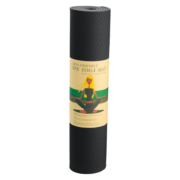 Powertrain Eco Friendly Dual Layer 6Mm Yoga Mat | Midnight Non Slip Surface And Carry Strap For Ultimate Comfort Portability Mats & Non Slip Towels