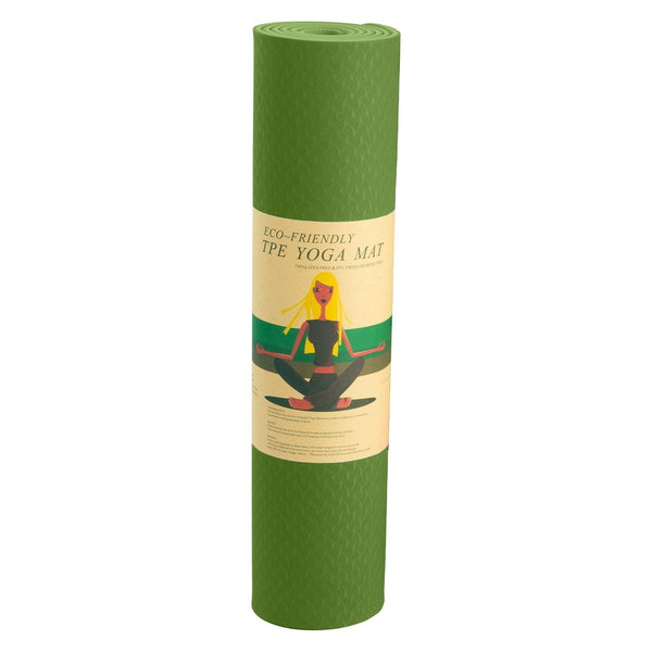 Powertrain Eco-Friendly Dual Layer 6Mm Yoga Mat | Olive Non-Slip Surface And Carry Strap For Ultimate Comfort Portability