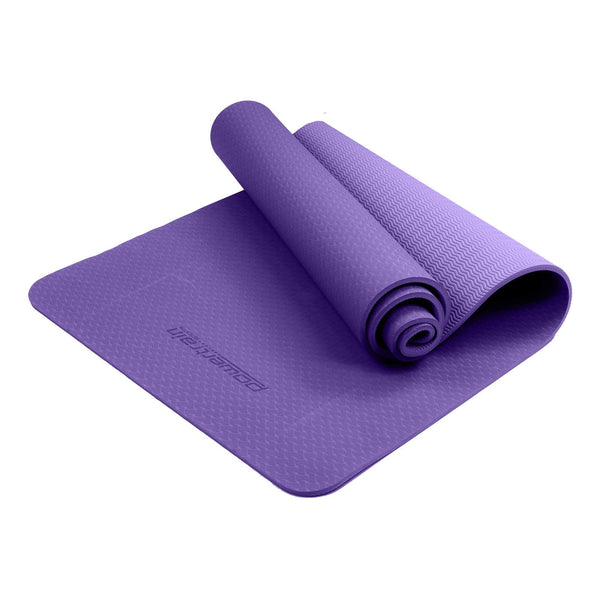 Powertrain Eco Friendly Dual Layer 6Mm Yoga Mat | Dark Lavender Non Slip Surface And Carry Strap For Ultimate Comfort Portability Mats & Non Slip Towe