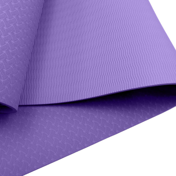 Powertrain Eco Friendly Dual Layer 6Mm Yoga Mat | Dark Lavender Non Slip Surface And Carry Strap For Ultimate Comfort Portability Mats & Non Slip Towe