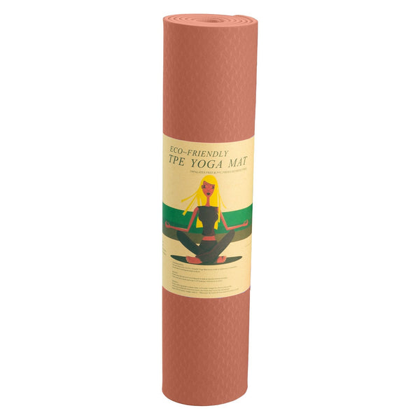 Powertrain Eco-Friendly Dual Layer 6Mm Yoga Mat | Peach Non-Slip Surface And Carry Strap For Ultimate Comfort Portability
