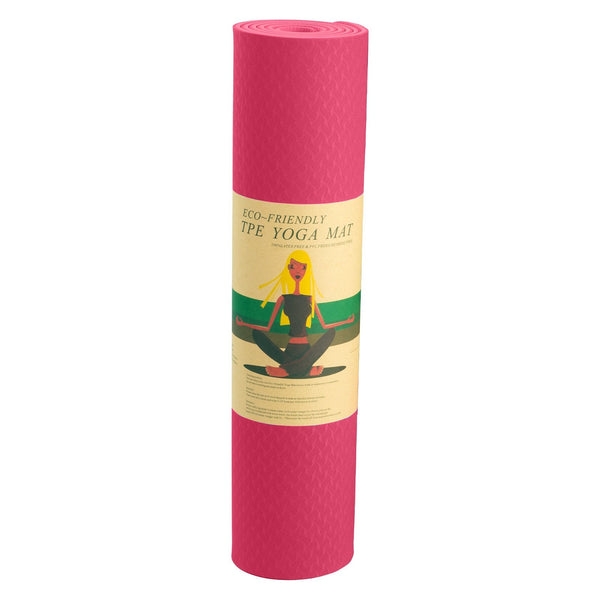 Powertrain Eco-Friendly Dual Layer 6Mm Yoga Mat | Pink Non-Slip Surface And Carry Strap For Ultimate Comfort Portability