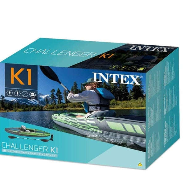 Intex Sports Challenger K1 Inflatable Kayak Seat Floating Boat Oars River Lake 68305Np