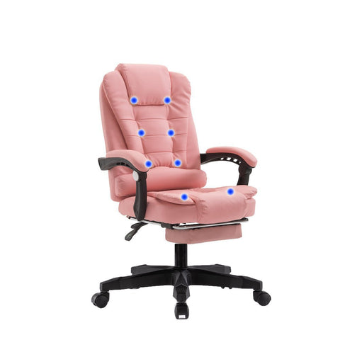 8 Point Massage Chair Executive Office Computer Seat Footrest Recliner Pu Leather Pink Electric Massage Chairs