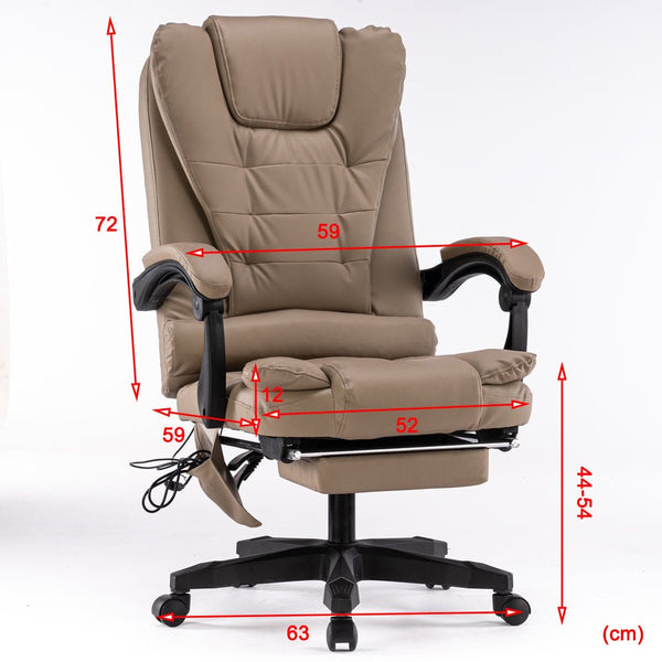 8 Point Massage Chair Executive Office Computer Seat Footrest Recliner Pu Leather Pink Electric Massage Chairs