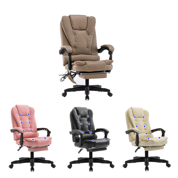 8 Point Massage Chair Executive Office Computer Seat Footrest Recliner Pu Leather Pink Electric Massage Chairs