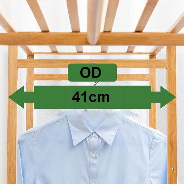 120Cm Width Bamboo Clothes Rack Garment Closet Storage Organiser Hanging Rail Shelf Fabric Dustproof Cover