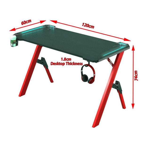 120Cm Rgb Gaming Desk Desktop Pc Computer Desks Racing Table Office Laptop Home Au