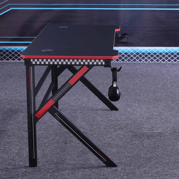 Gaming Desk Desktop Pc Computer Desks Racing Table Office Laptop Home K-Shaped Legs Black 140Cm