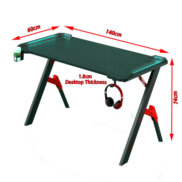 120Cm Rgb Gaming Desk Pc Computer Desktop Racing Table Office Laptop Home Au