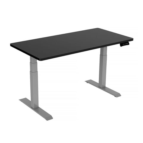 120Cm Standing Desk Height Adjustable Sit Grey Motorised Dual Motors Frame Black Top